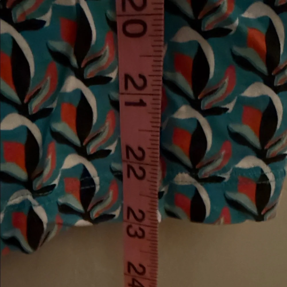 Diane Von Furstenberg Teal Patterned Short Sleeve Top Large - Picture 7 of 7